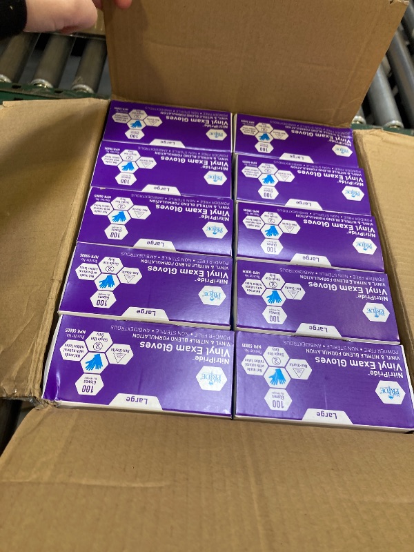 Photo 1 of Med PRIDE Nitripride Nitrile-Vinyl Blend Exam Gloves, LARGE 10 BOXESX100GLOVES 