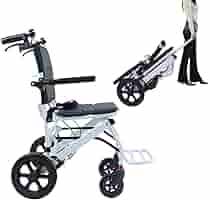 Photo 1 of Transport Wheelchair, 11 in Rear Wheel?Folding Portable Boarding Travelling Wheelchair with Hand Brake, Wheelchairs for Adults,Folding Wheelchairs?Trolleys for Elderly Aircraft Travel