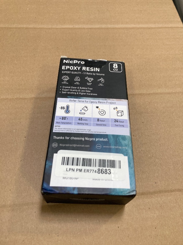 Photo 1 of Nicpro 8 Ounce Crystal Clear Epoxy Resin Kit, Food Safe DIY Starter Epoxy Resin for Art Craft, Canvas Painting, Molds Pigment Jewelry Making, Resin Coating and Casting