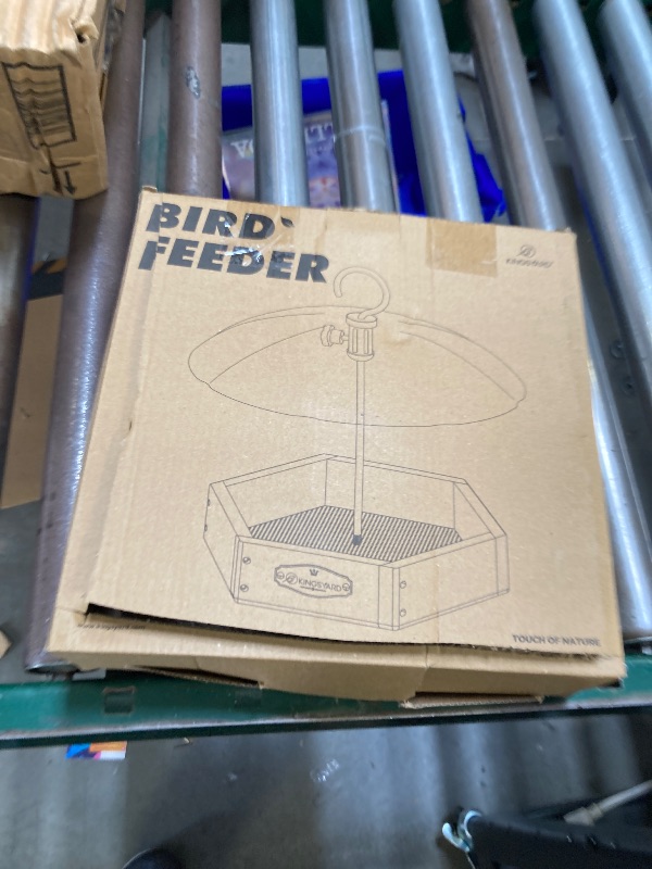 Photo 1 of Kingsyard Platform Bird Feeder for Outdoor Hanging - Rugged Recycled Plastic Wild Bird Feeding Station with Adjustable Dome & Metal Mesh Tray, Brown