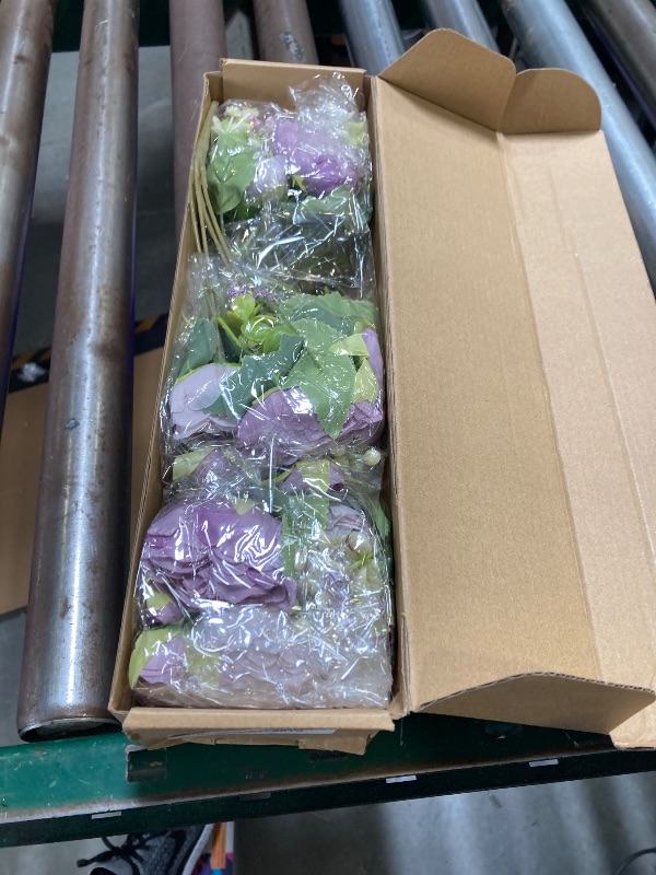 Photo 1 of ASTRYAS 3 Packs Artificial Flowers, Peonies Artificial Flowers, Purple Artificial Peonies, Silk Peonies Flowers Fake Flowers Peonies Bouquet for Centerpiece Table Wedding Party Home Decor
