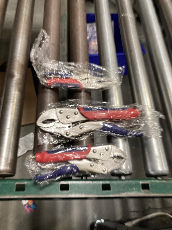 Photo 1 of Workpro 3-piece Jaw Locking Pliers (10 Inch Curved Jaw, 7 Inch Curved Jaw, 6-1/2 Inch Straight Jaw)