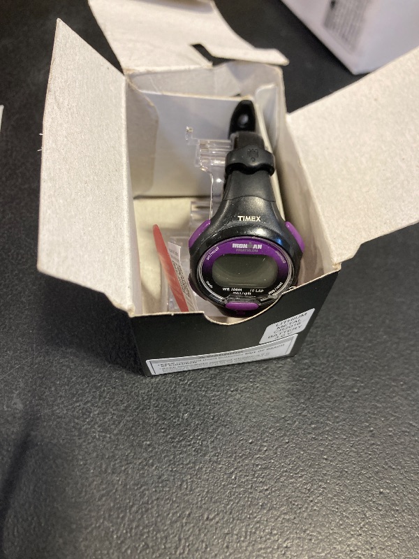 Photo 1 of Timex Women's Ironman Triathlon Essential 10 34mm Watch – Black & Purple Case with Black Resin Strap