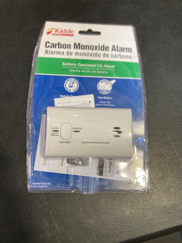 Photo 1 of Kidde Carbon Monoxide Detector, Battery Powered CO Alarm with LEDs, Test-Reset Button, Low Battery Indicator, Portable