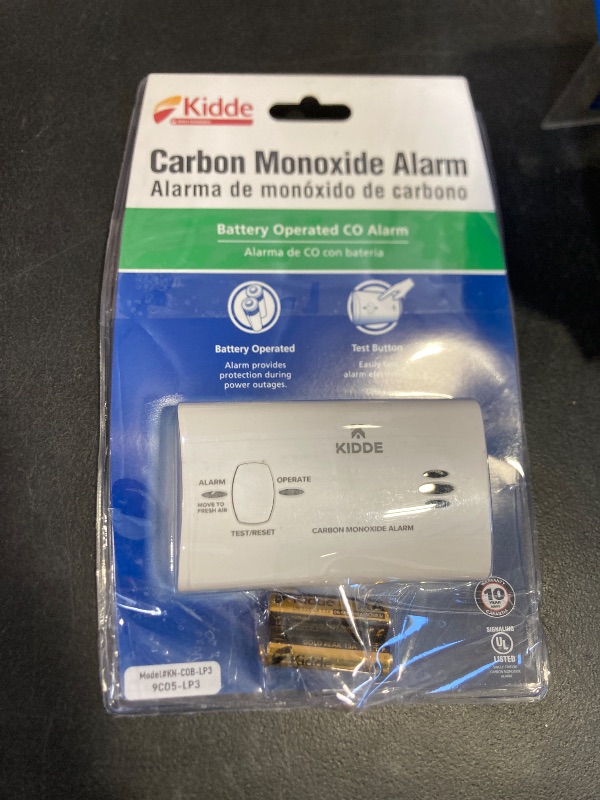 Photo 1 of Kidde Carbon Monoxide Detector, Battery Powered CO Alarm with LEDs, Test-Reset Button, Low Battery Indicator, Portable