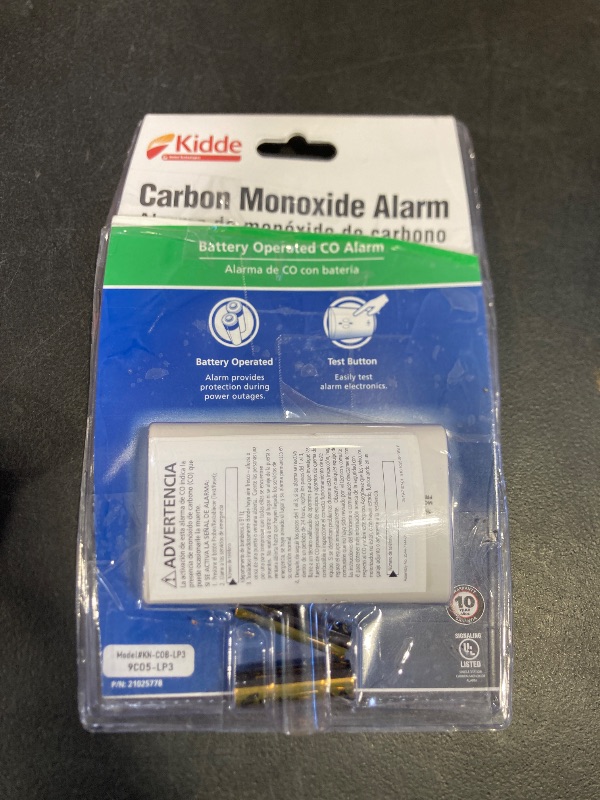 Photo 1 of Kidde Carbon Monoxide Detector, Battery Powered CO Alarm with LEDs, Test-Reset Button, Low Battery Indicator, Portable