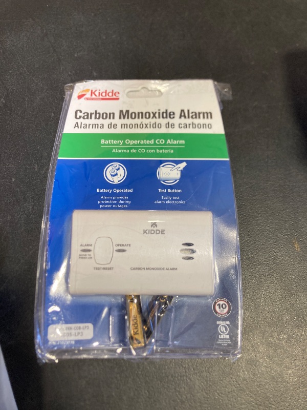 Photo 1 of Kidde Carbon Monoxide Detector, Battery Powered CO Alarm with LEDs, Test-Reset Button, Low Battery Indicator, Portable