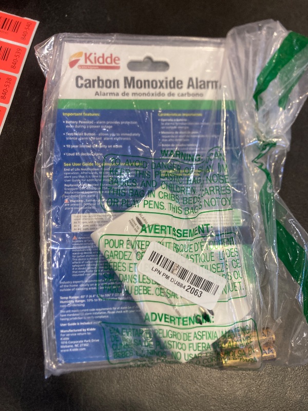 Photo 1 of Kidde Carbon Monoxide Detector, Battery Powered CO Alarm with LEDs, Test-Reset Button, Low Battery Indicator, Portable