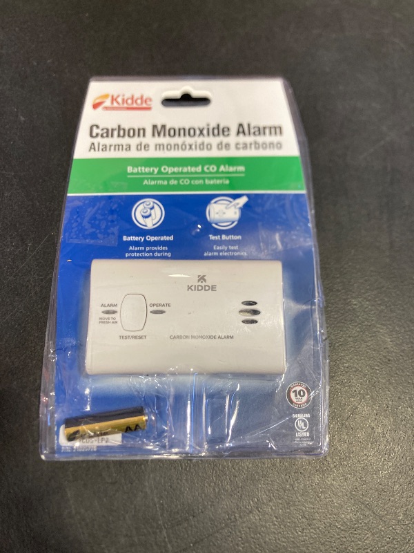 Photo 1 of Kidde Carbon Monoxide Detector, Battery Powered CO Alarm with LEDs, Test-Reset Button, Low Battery Indicator, Portable