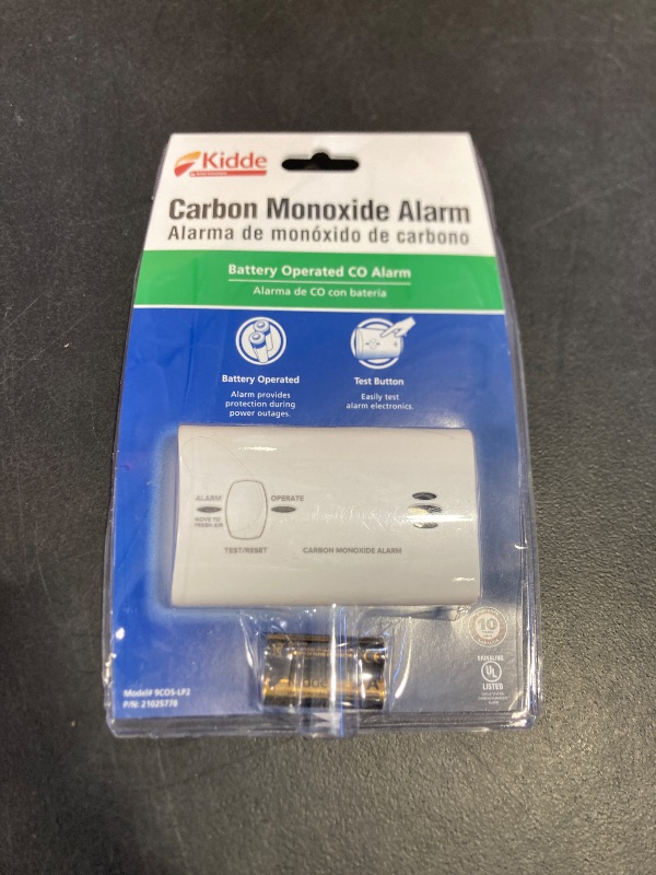 Photo 1 of Kidde Carbon Monoxide Detector, Battery Powered CO Alarm with LEDs, Test-Reset Button, Low Battery Indicator, Portable