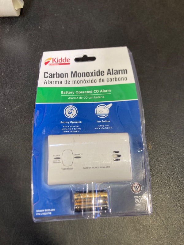 Photo 1 of Kidde Carbon Monoxide Detector, Battery Powered CO Alarm with LEDs, Test-Reset Button, Low Battery Indicator, Portable