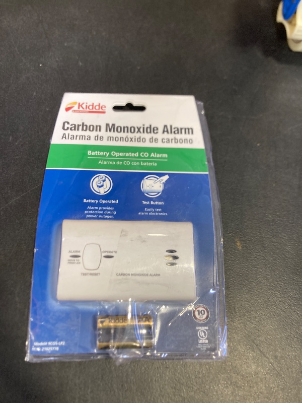 Photo 1 of Kidde Carbon Monoxide Detector, Battery Powered CO Alarm with LEDs, Test-Reset Button, Low Battery Indicator, Portable