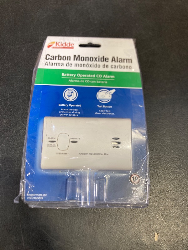 Photo 1 of Kidde Carbon Monoxide Detector, Battery Powered CO Alarm with LEDs, Test-Reset Button, Low Battery Indicator, Portable