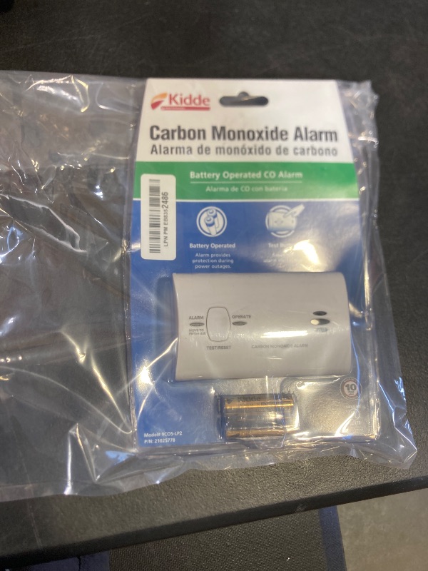 Photo 1 of Kidde Carbon Monoxide Detector, Battery Powered CO Alarm with LEDs, Test-Reset Button, Low Battery Indicator, Portable