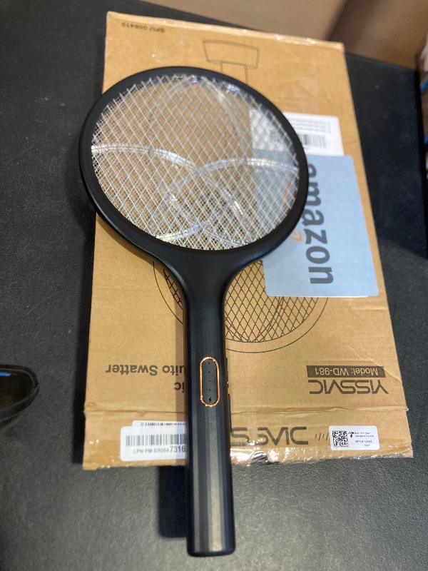 Photo 1 of YISSVIC Electric Fly Swatter Bug Zapper Racket Dual Modes Mosquito Killer with Purple Mosquito Light Rechargeable for Indoor Home Office Backyard Patio Camping