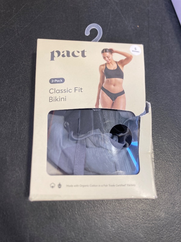 Photo 1 of Pact Women's Bikini Underwear, Classic Fit Organic Cotton Panties with High Cut Leg, 2 Pack - Black/Smoke - Small