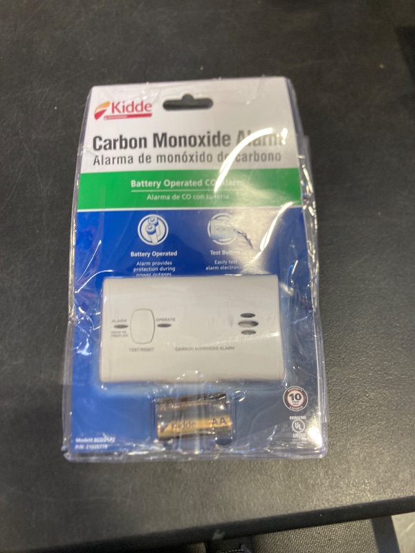 Photo 1 of Kidde Carbon Monoxide Detector, Battery Powered CO Alarm with LEDs, Test-Reset Button, Low Battery Indicator, Portable