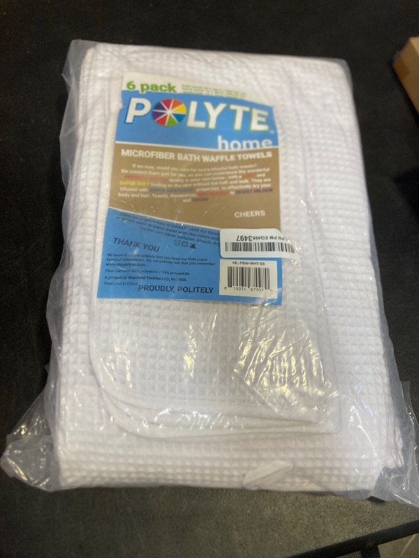 Photo 1 of POLYTE Oversize, 60 x 30 in., Quick Dry Lint Free Microfiber Bath Towel Set, 6 Piece (Waffle Weave)