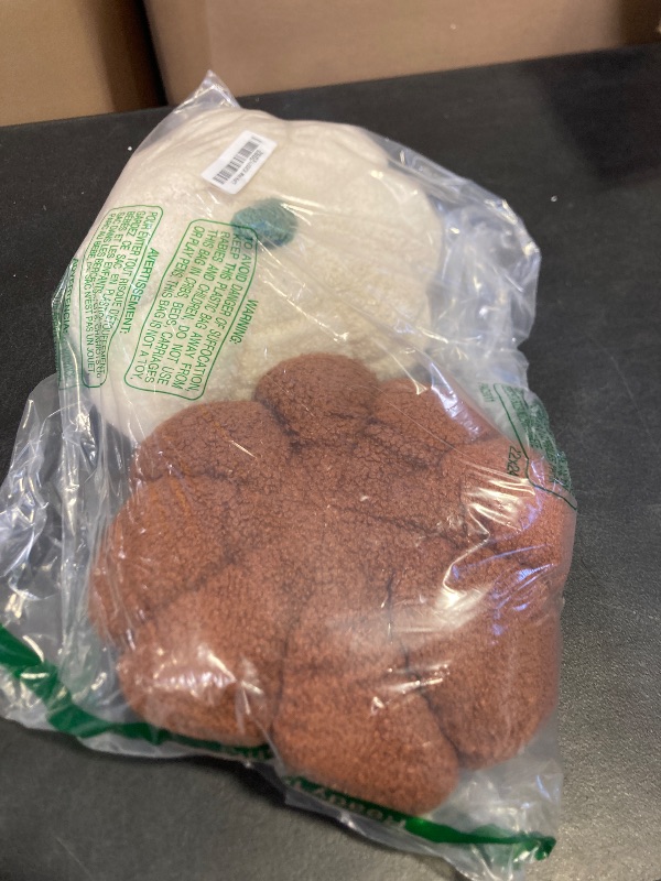 Photo 1 of Kajaia 2 Pcs Simulated Pumpkin Pillow Plush 11 x 9.5 Inch 3D Cushion Fall Decorations Stuffed Throw Pillows Toy for Thanksgiving Christmas Halloween Bedroom Sofa Couch Supplies (White,Brown)