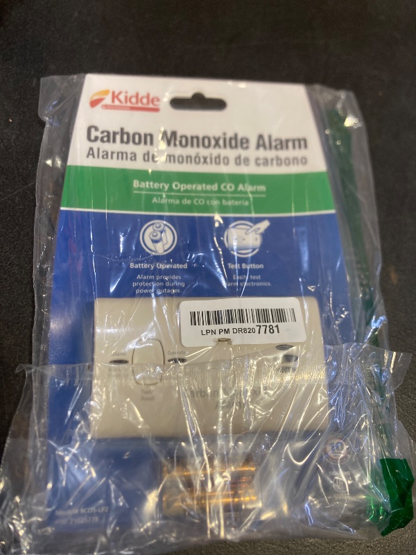 Photo 1 of Kidde Carbon Monoxide Detector, Battery Powered CO Alarm with LEDs, Test-Reset Button, Low Battery Indicator, Portable
