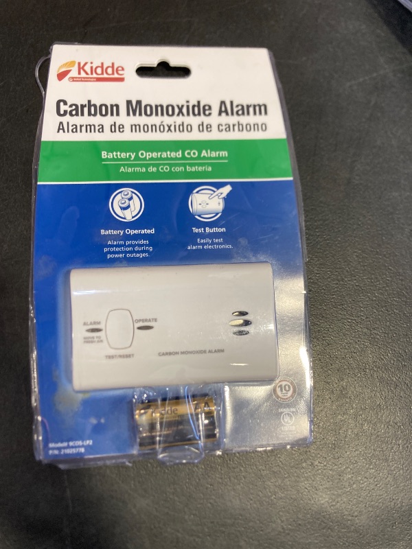 Photo 1 of Kidde Carbon Monoxide Detector, Battery Powered CO Alarm with LEDs, Test-Reset Button, Low Battery Indicator, Portable