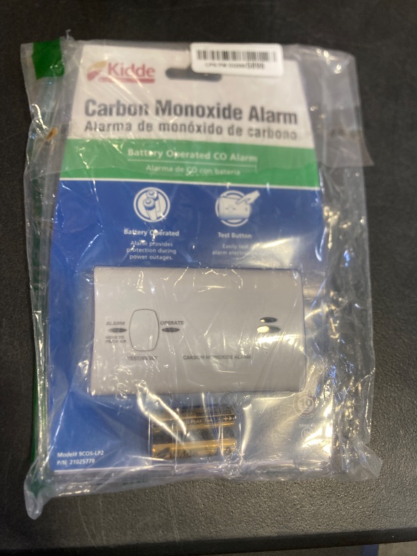 Photo 1 of Kidde Carbon Monoxide Detector, Battery Powered CO Alarm with LEDs, Test-Reset Button, Low Battery Indicator, Portable