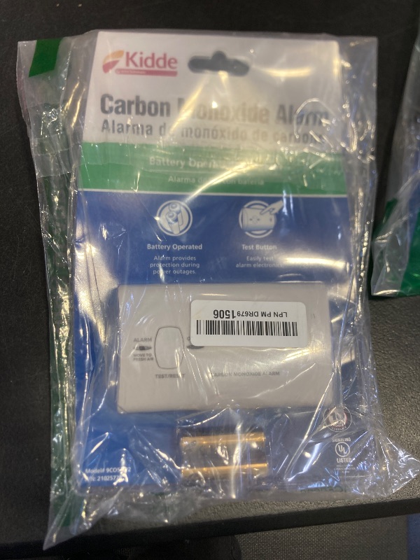 Photo 1 of Kidde Carbon Monoxide Detector, Battery Powered CO Alarm with LEDs, Test-Reset Button, Low Battery Indicator, Portable