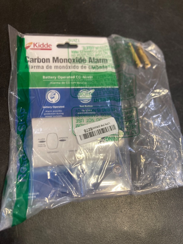 Photo 1 of Kidde Carbon Monoxide Detector, Battery Powered CO Alarm with LEDs, Test-Reset Button, Low Battery Indicator, Portable