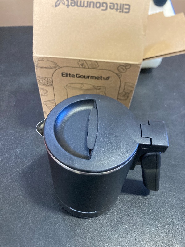 Photo 1 of Elite Gourmet Dual Voltage 120-230V, Travel Double Wall Insulated Cool-Touch, 0.6L Electric Kettle Stainless Steel Interior, Hinged-Locking Lid, Auto Shut-Off, Boil Dry Protection, Black