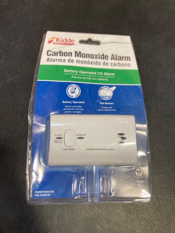 Photo 1 of Kidde Carbon Monoxide Detector, Battery Powered CO Alarm with LEDs, Test-Reset Button, Low Battery Indicator, Portable