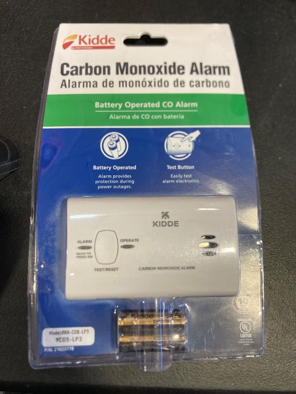 Photo 1 of Kidde Carbon Monoxide Detector, Battery Powered CO Alarm with LEDs, Test-Reset Button, Low Battery Indicator, Portable