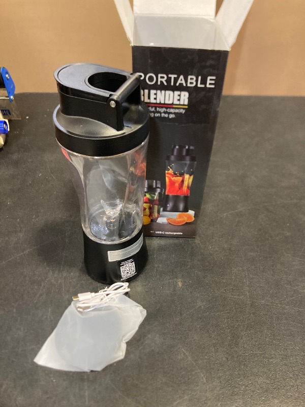 Photo 1 of Portable Blender, Cordless, 24oz. Vessel, Personal Blender-for Shakes & Smoothies, BPA Free, Leakproof-Lid & Sip Spout, USB-C Rechargeable & Self Cleaning - Travel with 6 Sharp Blade, Black
