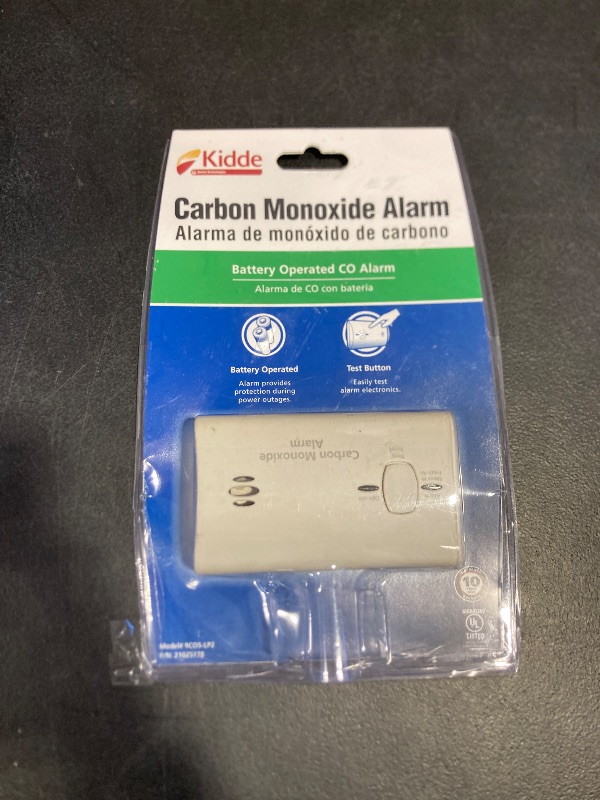 Photo 1 of Kidde Carbon Monoxide Detector, Battery Powered CO Alarm with LEDs, Test-Reset Button, Low Battery Indicator, Portable