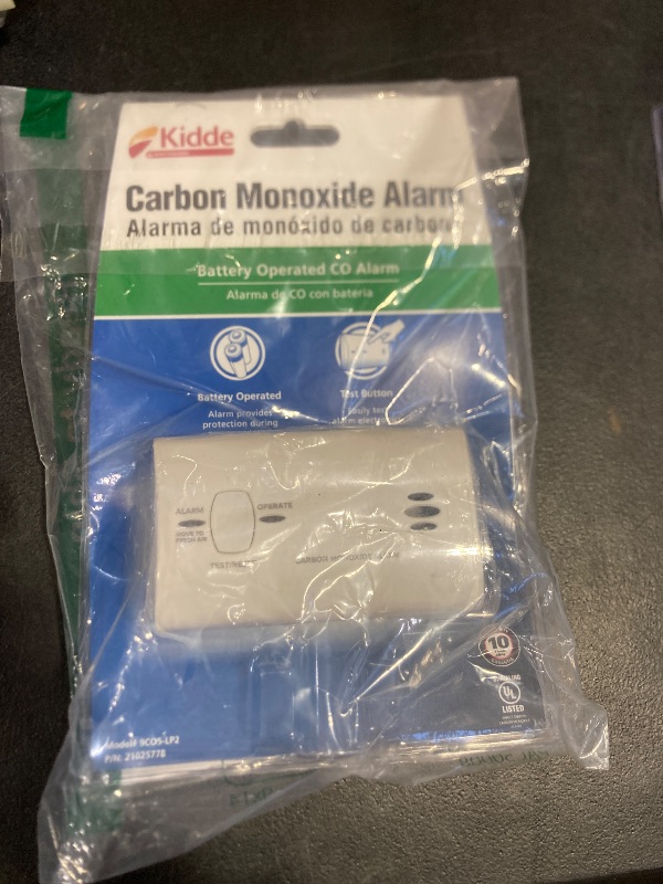 Photo 1 of Kidde Carbon Monoxide Detector, Battery Powered CO Alarm with LEDs, Test-Reset Button, Low Battery Indicator, Portable