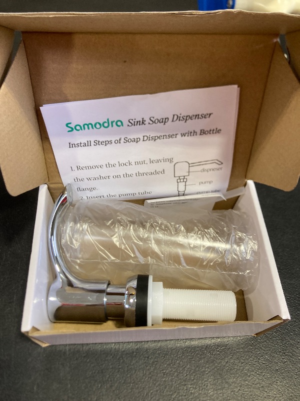 Photo 1 of SAMODRA Built in Kitchen Sink Soap Dispenser (Chrome) with 13 oz Large PET Lotion Bottle, Refill from Top