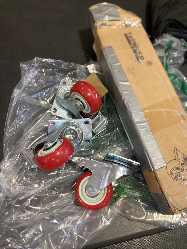 Photo 1 of TABKEER 3 Inch Industrial Heavy Duty Swivel Caster Wheels with Brake,Set of 4 Safety Locking Casters,Load 1600lbs,Premium Polyurethane Wheels for Table,Trailer,Saw Table,Stage Toolbox,Bed,Corn Board