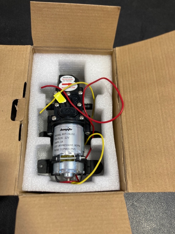 Photo 1 of bayite 12V DC Fresh Water Pressure Diaphragm Pump with Hose Clamps Self Priming Sprayer Pump with Pressure Switch 4 L/Min 1.0 GPM 80 PSI for RV Camper Marine Boat