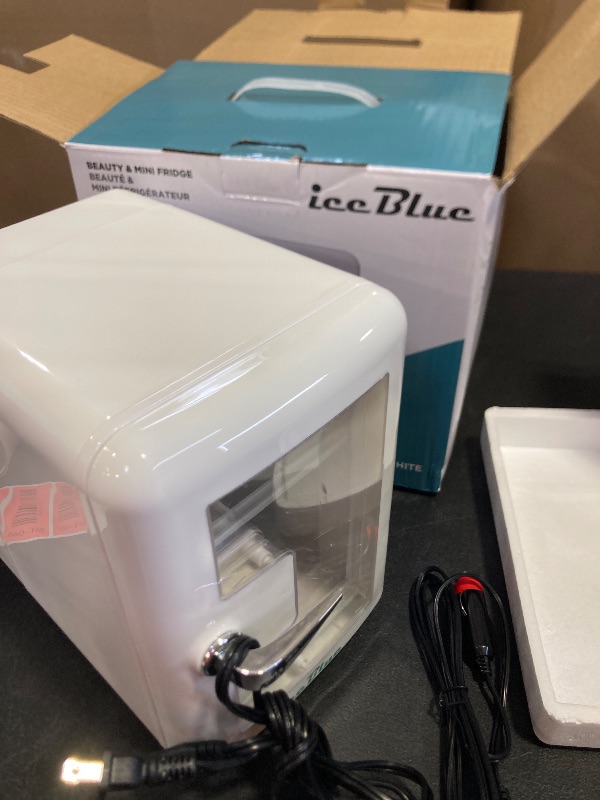Photo 1 of Iceblue Skincare Fridge with Viewing Window, 4L/6Can Makeup Mini Fridge for Bedroom, 110V AC/ 12V DC Refrigerator Cooler & Warmer for Car, Office & Dorm, Small Fridge for Cosmetics, Skin Care-WHITE