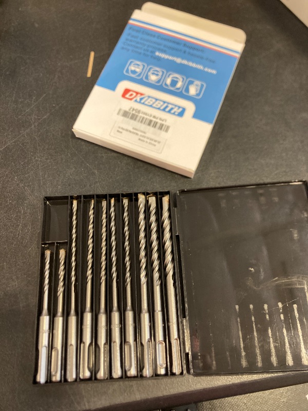Photo 1 of 10-Piece SDS Plus Drill Bits Rotary Hammer Drill Bit Set, Carbide Tipped for Drilling Concrete Cement Porcelain Tiles Ceramic Pots Stone Brick, Dia 3/16" 1/4" 5/16" 3/8" 1/2"