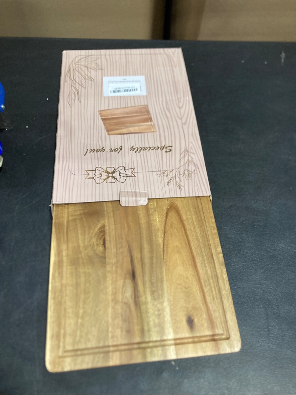 Photo 1 of Solid Acacia Wood Cutting Boards for Kitchen Decor Wooden Charcuterie Board Meat Cheese Boards Butcher Block Pizza Bread Serving Board Hardwood Chopping Board Non Toxic Teak Small Cutting Boards