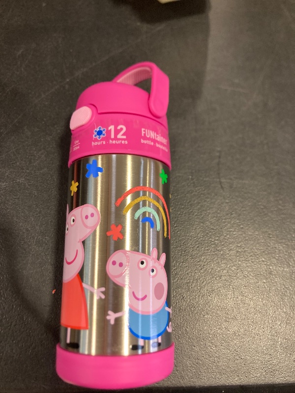 Photo 1 of THERMOS FUNTAINER Water Bottle with Straw - 12 Ounce - Kids Stainless Steel Vacuum Insulated Water Bottle with Lid, Peppa Pig