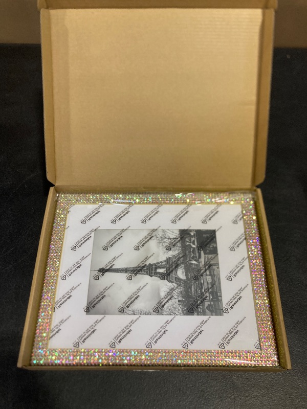 Photo 1 of Mifoneix 8x10 Bling Picture Frame, Display Pictures 5x7 with Mat or 8x10 Without Mat, Tabletop or Wall Mount Glitter Shiny Crystal Photo Frame With Sparkle Glass Rhinestones, Horizontally or Vertically(Golden)
