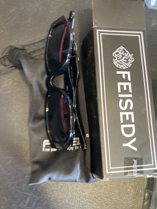 Photo 1 of FEISEDY Retro Trendy Rectangle Sunglasses Women Men Vintage 90s Small Narrow Square Sunglasses B2322