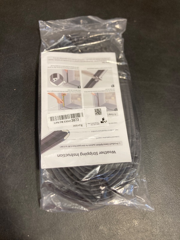 Photo 1 of Weather Stripping Door Seal Strip - Soundproof Q-Shaped Foam for Exterior Door Frame, Large Gap Seal, Noise Cancelling, Easy to Install (Black, 21FT)