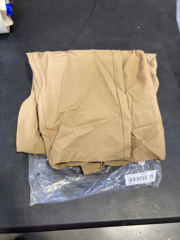 Photo 1 of Mens Casual Pants Stretch Golf Fit Dress Pants Elastic Waist Tapered Work Cropped Trousers Brown size large