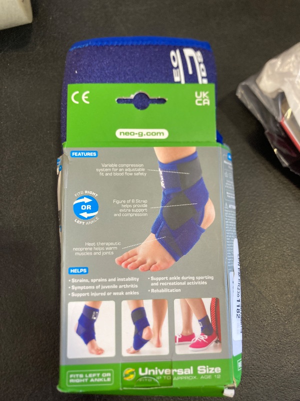 Photo 1 of Neo-G Ankle Brace for Kids - Support For Juvenile Arthritis Relief, Joint Pain, Ankle Injuries, Gymnastics, Basketball, Volleyball - Adjustable Compression - Class 1 Medical Device - 1 Size - Blue