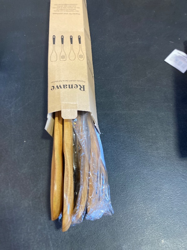 Photo 1 of 14 Inch Large Wooden Spoons for Cooking Utensils Set Acacia Wood Spatula Slotted Spoon Best Non Toxic Kitchen Utensil Long Mixing Spoon Spatulas Turner Stirring Serving Spoons Kitchen Use Tools