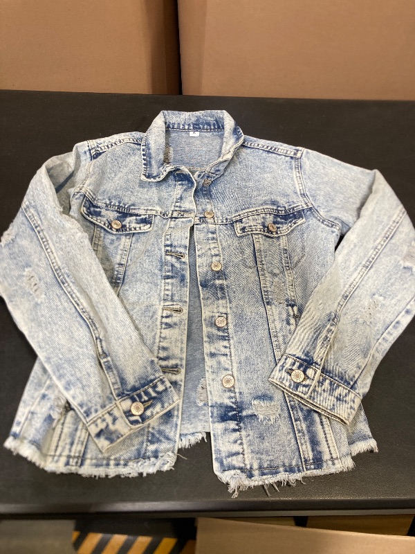 Photo 1 of small distressed light denim jacket