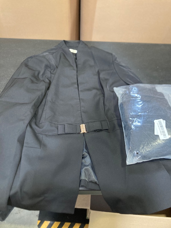 Photo 1 of MODFUL Women's Business Pant Suit Set 2 Piece Slim Fit Blazer Jacket One Button Buckle Closure Lady Work Suit for Office (Black, X-Large)