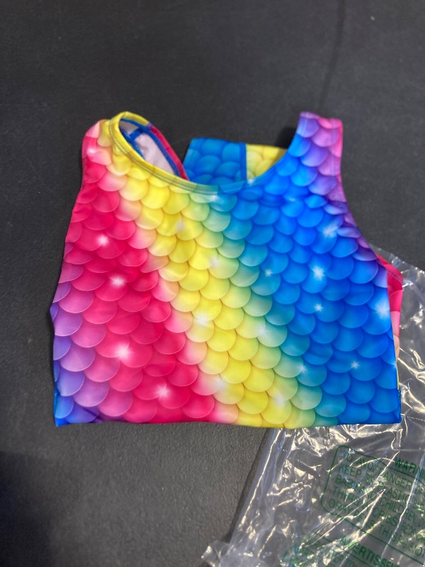 Photo 1 of J·E STERGUARD J.E Sterguard Girls' One Piece Swimsuit Have Lining Girls Bathing Suits, Fit Swimming Team Practice and Competition Rainbow Mermaid Colored Girls Swimsuits Size 6 1286-10